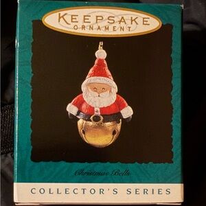 Hallmark Santa Christmas Bell Ornament - Red and Gold